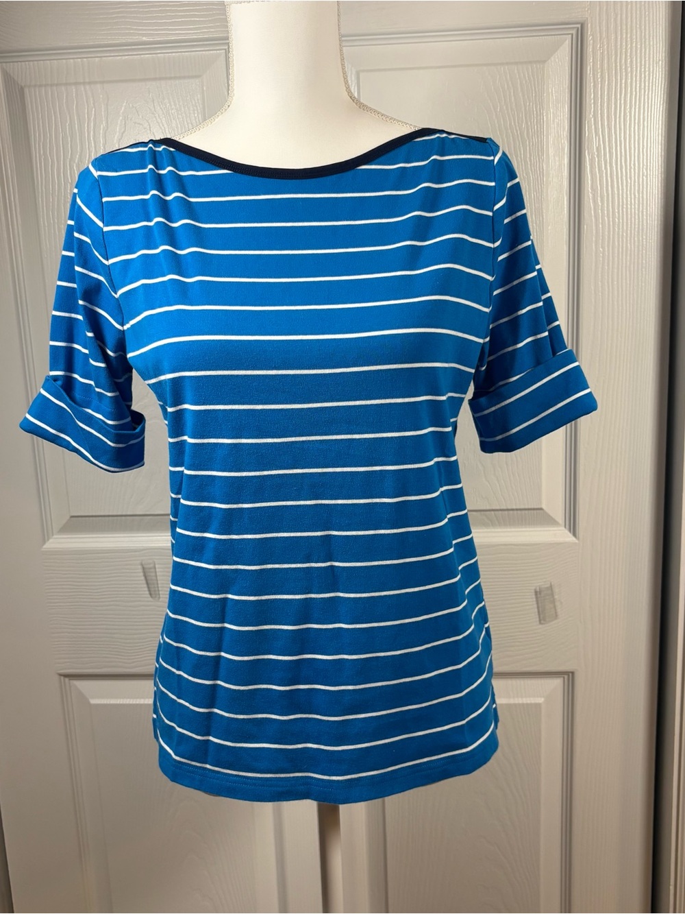 Lauren Ralph Lauren XL Striped Blouse Coastal Preppy Nautical Boat Neck